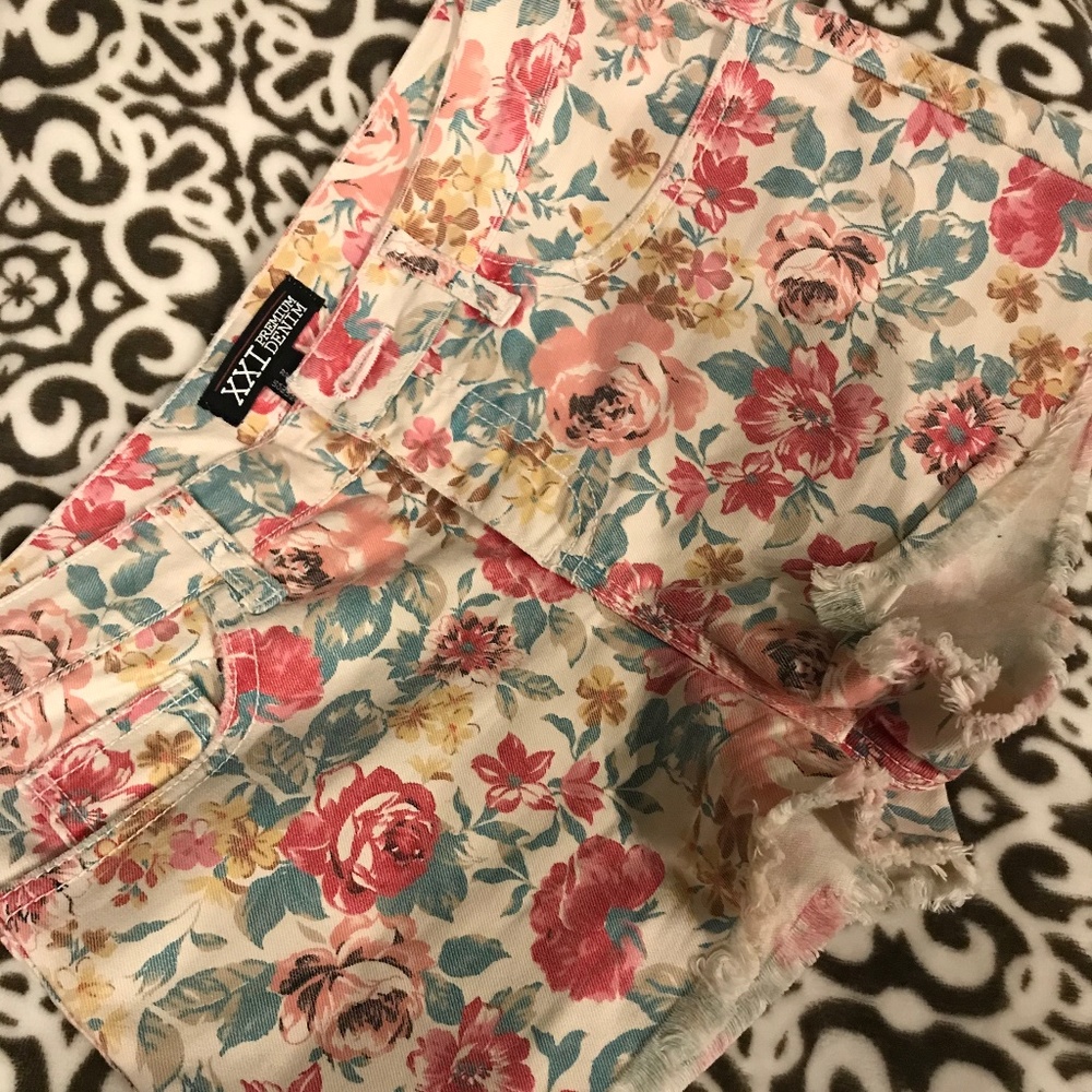 Floral cutoff shorts